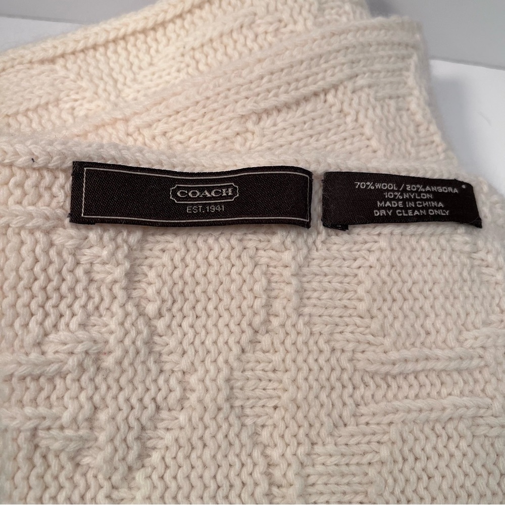 Coach Ivory Wool Angora Scarf